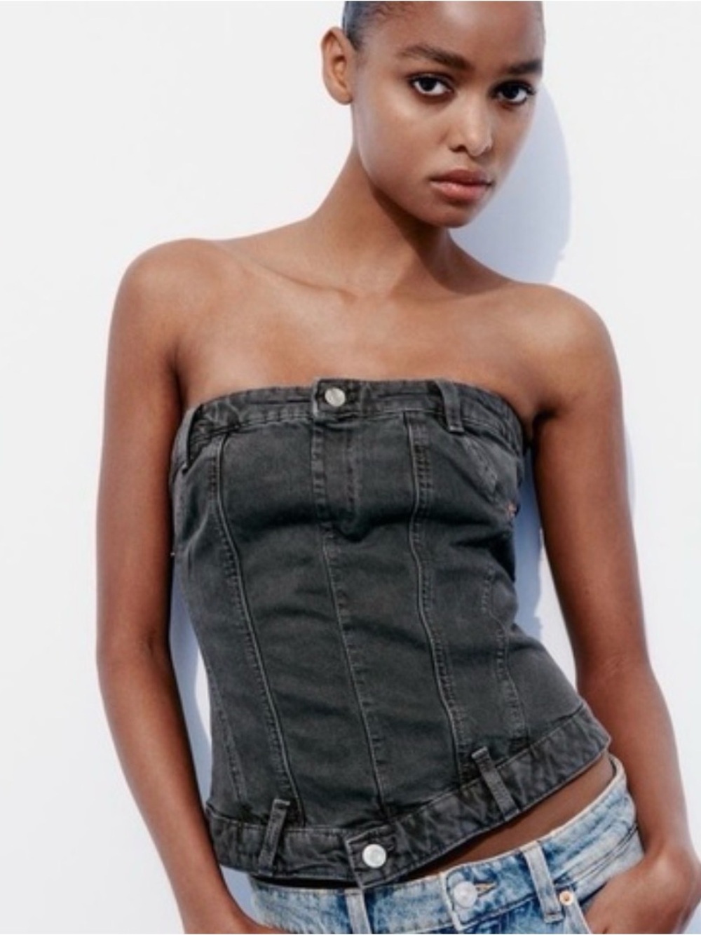 Women’s High-Waist Smocked Front Jeans - Black
